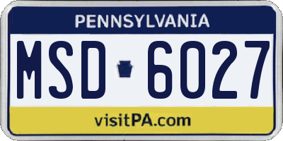 PA license plate MSD6027
