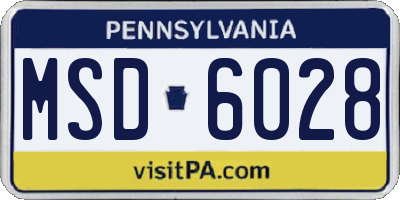 PA license plate MSD6028