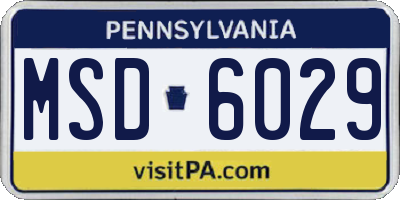 PA license plate MSD6029