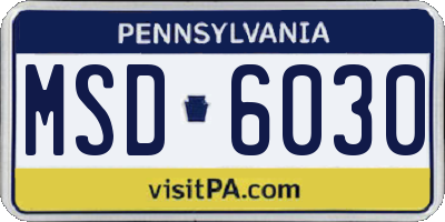 PA license plate MSD6030