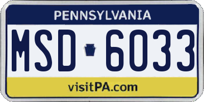 PA license plate MSD6033