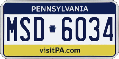 PA license plate MSD6034