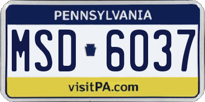 PA license plate MSD6037