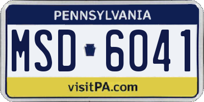 PA license plate MSD6041