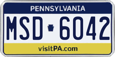 PA license plate MSD6042