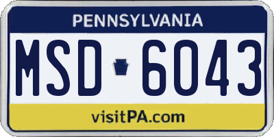 PA license plate MSD6043