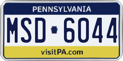 PA license plate MSD6044