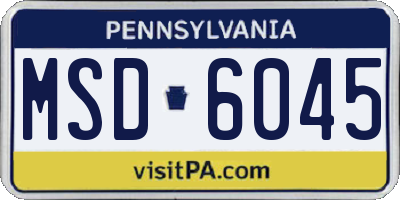 PA license plate MSD6045