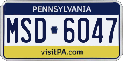 PA license plate MSD6047
