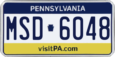 PA license plate MSD6048