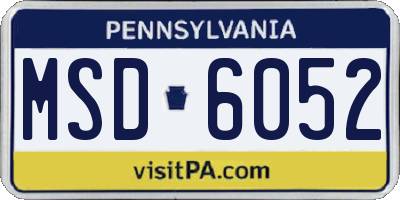 PA license plate MSD6052