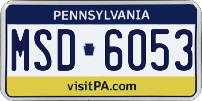 PA license plate MSD6053