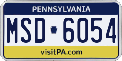 PA license plate MSD6054