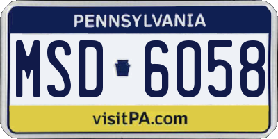 PA license plate MSD6058