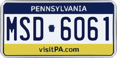 PA license plate MSD6061
