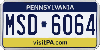 PA license plate MSD6064