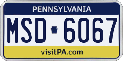 PA license plate MSD6067