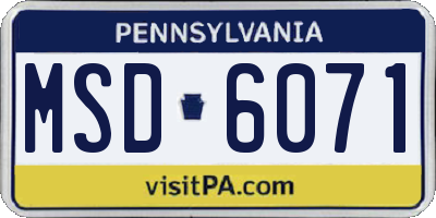 PA license plate MSD6071