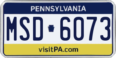 PA license plate MSD6073