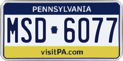 PA license plate MSD6077