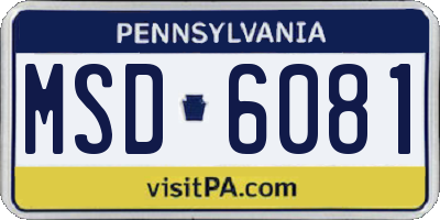 PA license plate MSD6081