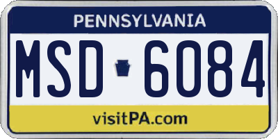 PA license plate MSD6084