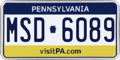 PA license plate MSD6089