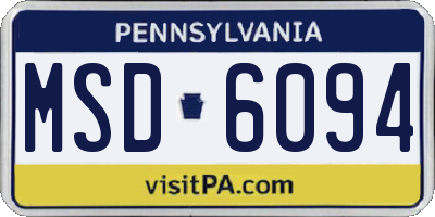 PA license plate MSD6094