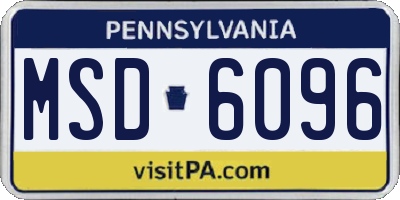 PA license plate MSD6096