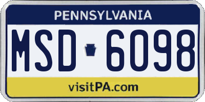 PA license plate MSD6098