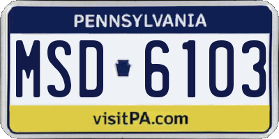 PA license plate MSD6103