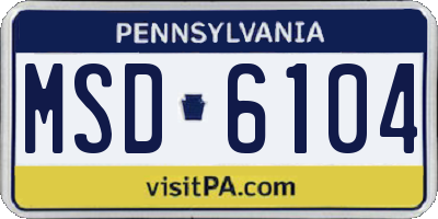 PA license plate MSD6104