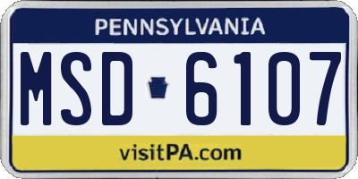 PA license plate MSD6107