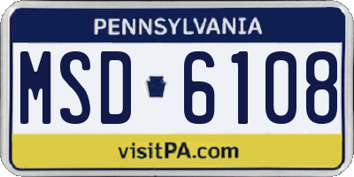 PA license plate MSD6108