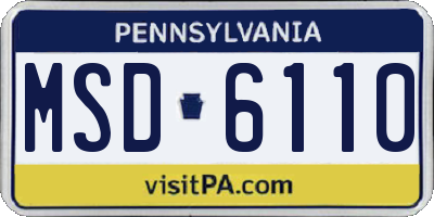 PA license plate MSD6110