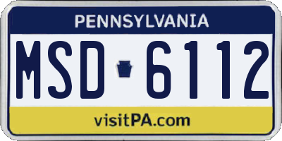 PA license plate MSD6112