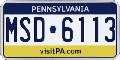 PA license plate MSD6113