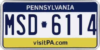 PA license plate MSD6114
