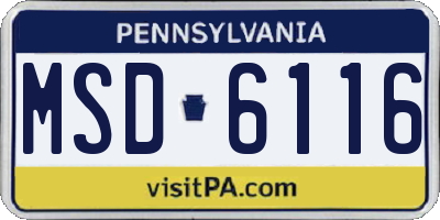 PA license plate MSD6116