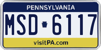 PA license plate MSD6117