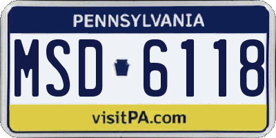 PA license plate MSD6118