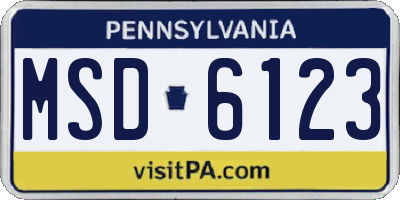PA license plate MSD6123