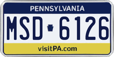 PA license plate MSD6126