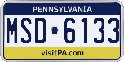 PA license plate MSD6133