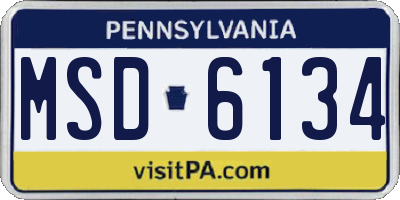 PA license plate MSD6134