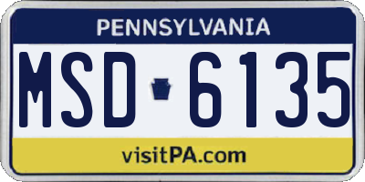 PA license plate MSD6135