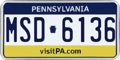 PA license plate MSD6136