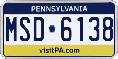 PA license plate MSD6138