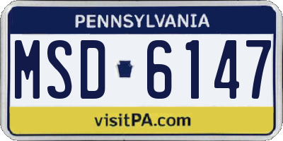 PA license plate MSD6147