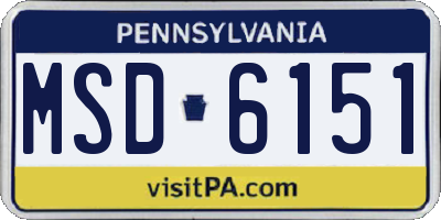 PA license plate MSD6151
